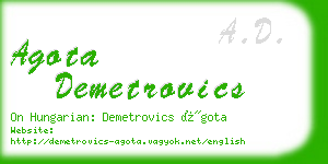 agota demetrovics business card